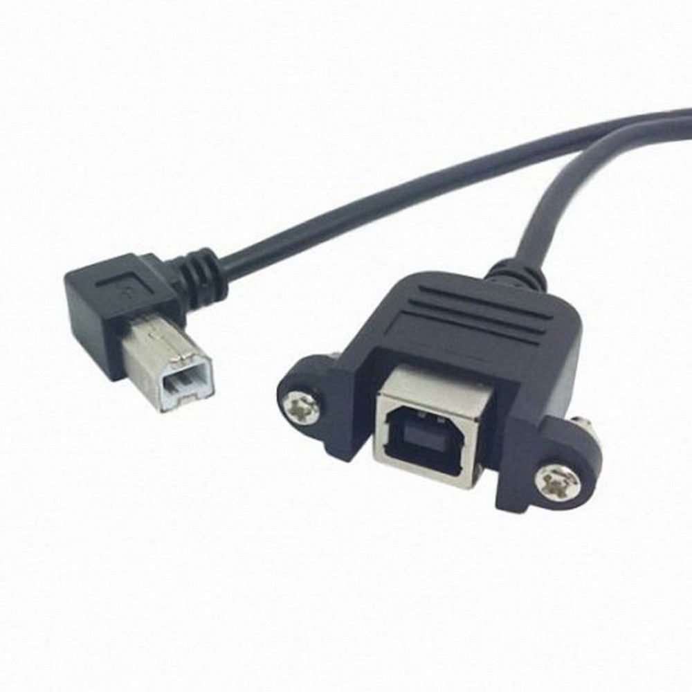 90 Degree Right Angled USB B Type Male to Female extension cable with screws for Panel Mount CC-U2-132-RI