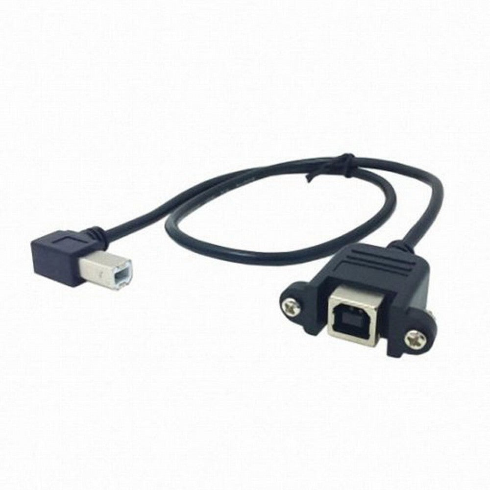 90 Degree Left Angled USB B Type Male to Female extension cable with screws for Panel Mount 50cm U2-132-LE-0.5M