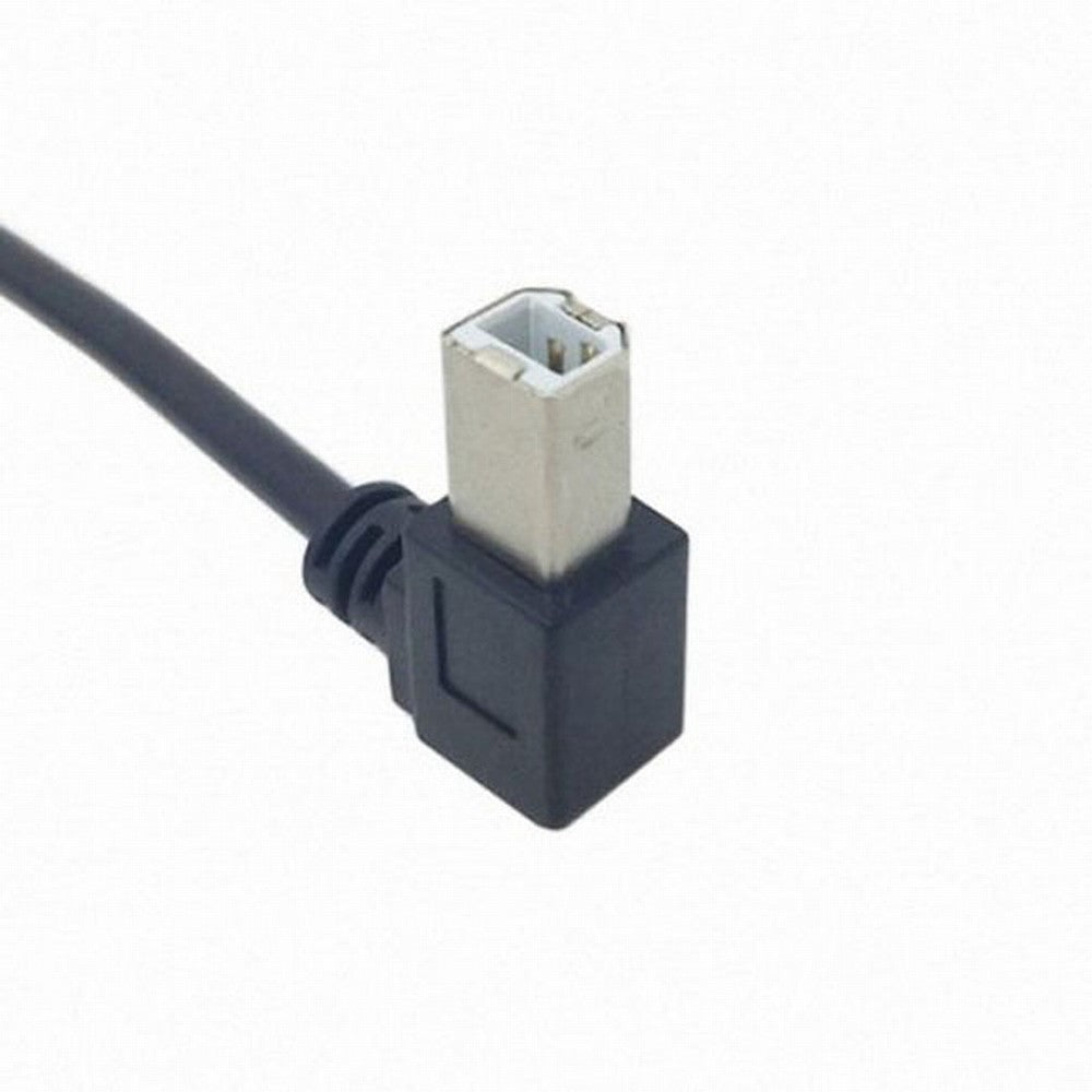 90 Degree Left Angled USB B Type Male to Female extension cable with screws for Panel Mount 50cm U2-132-LE-0.5M