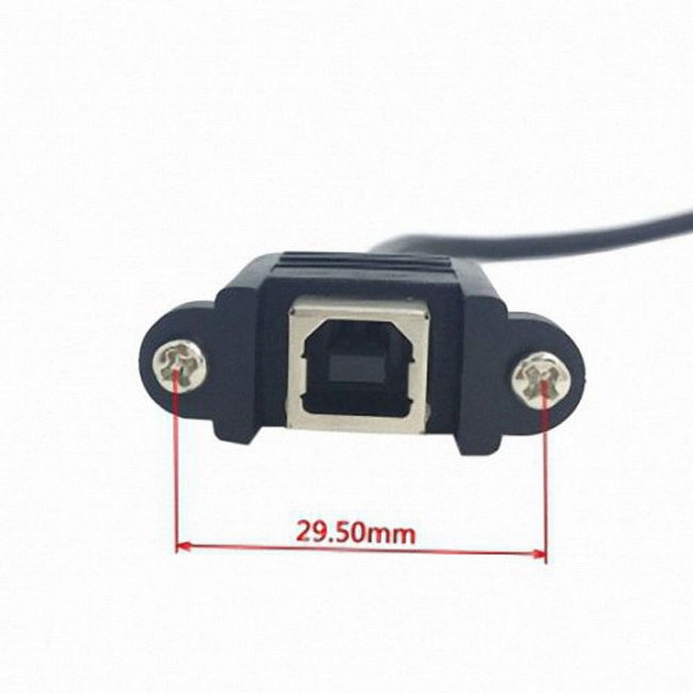 90 Degree Left Angled USB B Type Male to Female extension cable with screws for Panel Mount 50cm U2-132-LE-0.5M