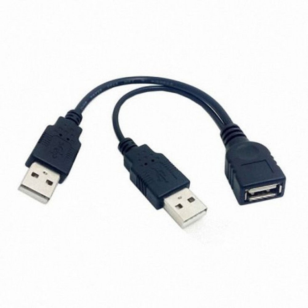 Black USB 2.0 Female A to Dual A Male Extra Power Data Y Extension Cable for 2.5" Mobile Hard Disk U2-131
