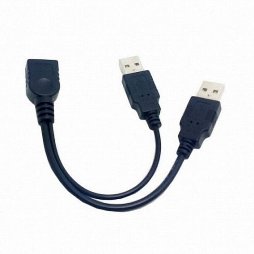 Black USB 2.0 Female A to Dual A Male Extra Power Data Y Extension Cable for 2.5" Mobile Hard Disk U2-131