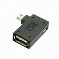 90 Degree Left Angled Micro USB 2.0 OTG Host Adapter with USB Power for Galaxy S3 S4 S5 Note2 Note3 Cell Phone Tablet U2-141-LE