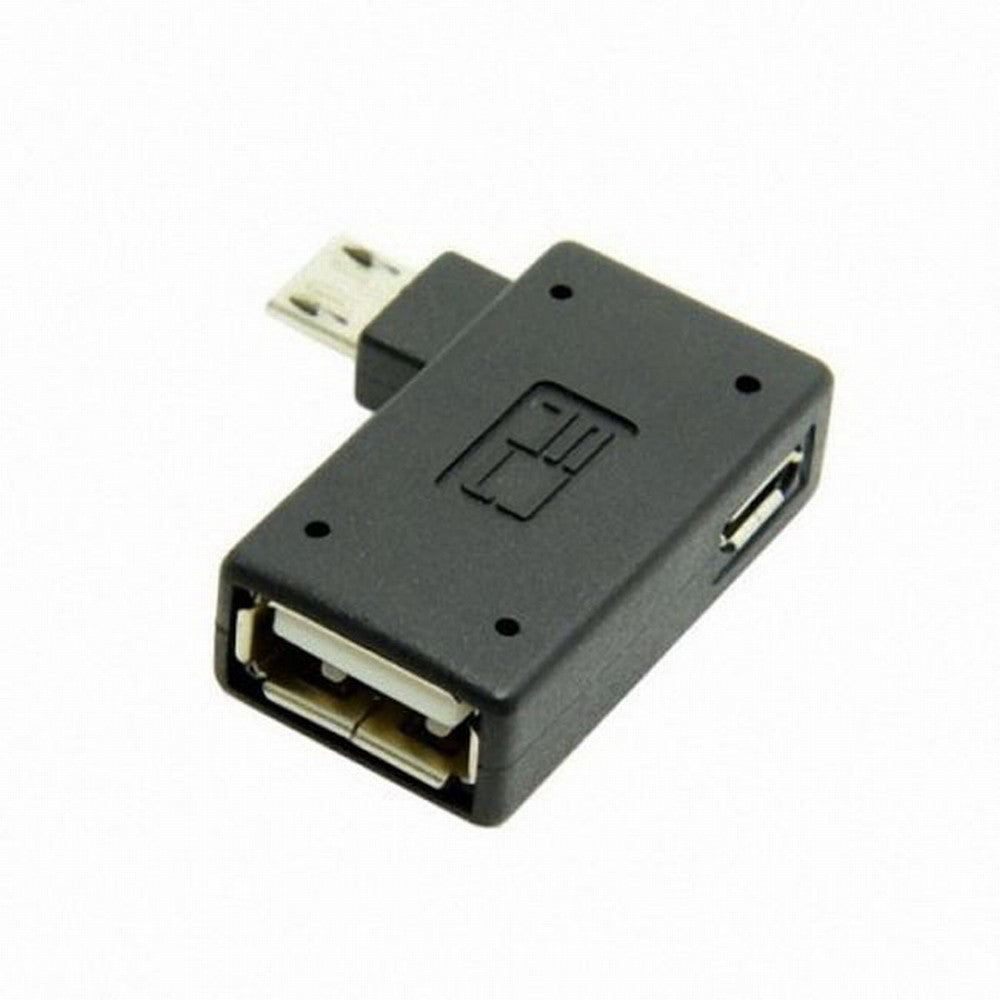 90 Degree Left Angled Micro USB 2.0 OTG Host Adapter with USB Power for Galaxy S3 S4 S5 Note2 Note3 Cell Phone Tablet U2-141-LE