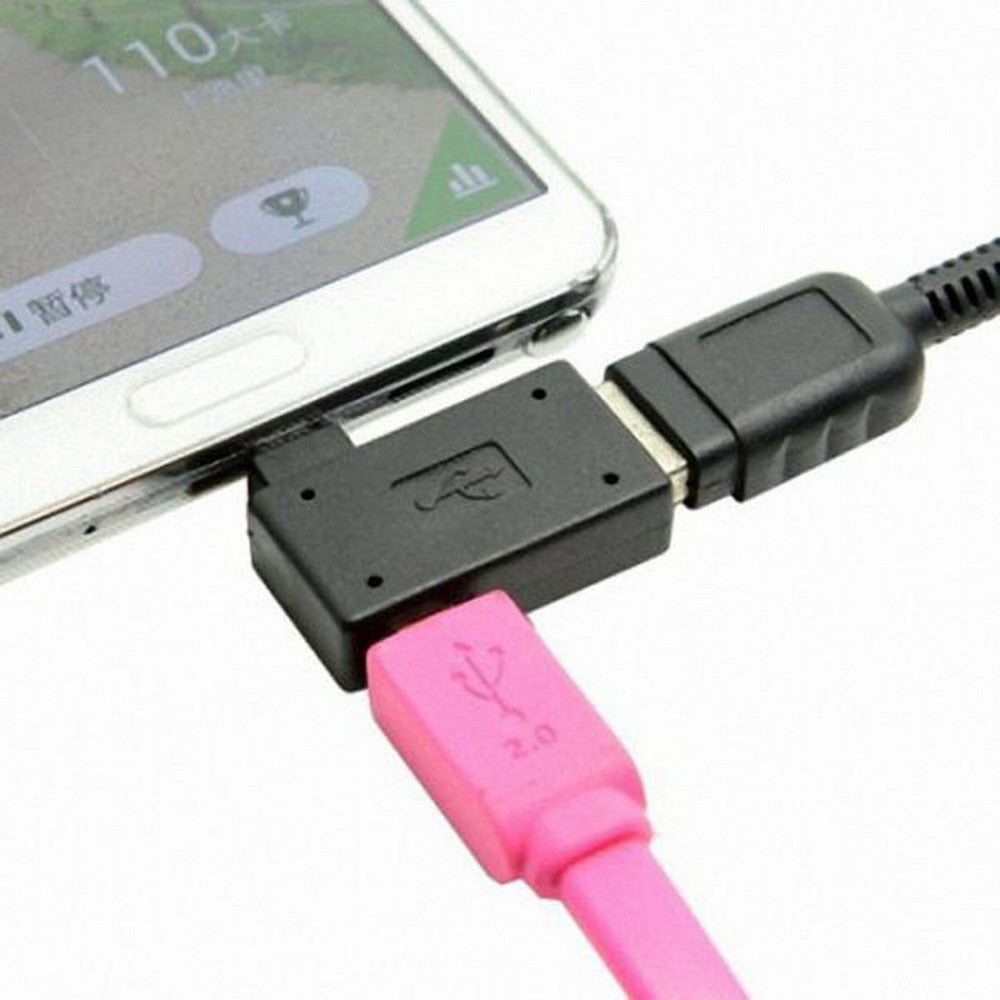 90 Degree Left Angled Micro USB 2.0 OTG Host Adapter with USB Power for Galaxy S3 S4 S5 Note2 Note3 Cell Phone Tablet U2-141-LE