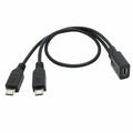 Micro USB Female to 2 Micro USB Male Splitter extension charge cable for Galaxy S5 i9600 S4 I9500 Note2 N7100 S3 I9300 S2 9100 U2-110