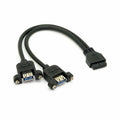 USB 3.0 Dual Ports A Female Screw Mount Type to Motherboard 20pin Header cable Black U3-088-BK