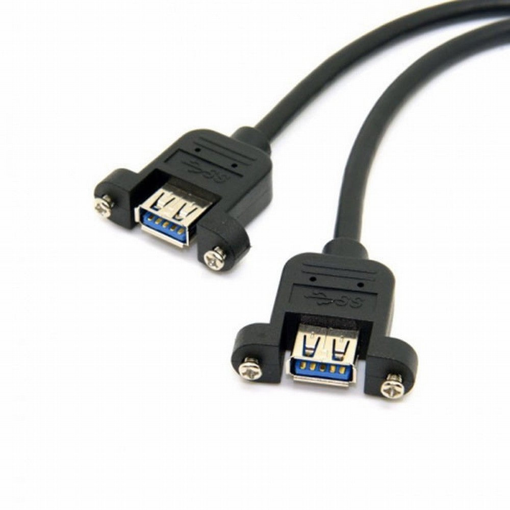 USB 3.0 Dual Ports A Female Screw Mount Type to Motherboard 20pin Header cable Black U3-088-BK