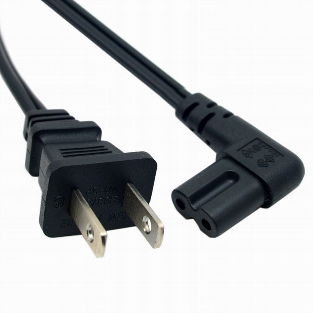 USA 2pin Male to 90 Degree Right Angled IEC 320 C7 Power Supply Cord cable 1M PW-039