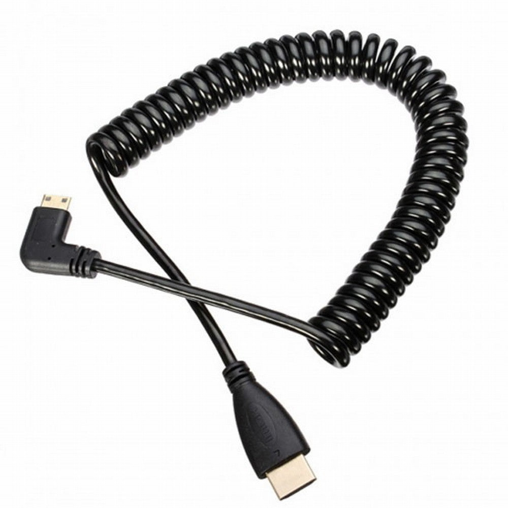 90 Degree Right Angled Type Mini HDMI Male to HDMI Male Stretch Spring Cable 4K 60hz 1.2m HD-108-RI