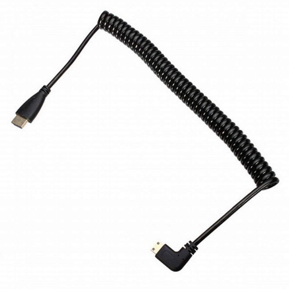 90 Degree Right Angled Type Mini HDMI Male to HDMI Male Stretch Spring Cable 4K 60hz 1.2m HD-108-RI