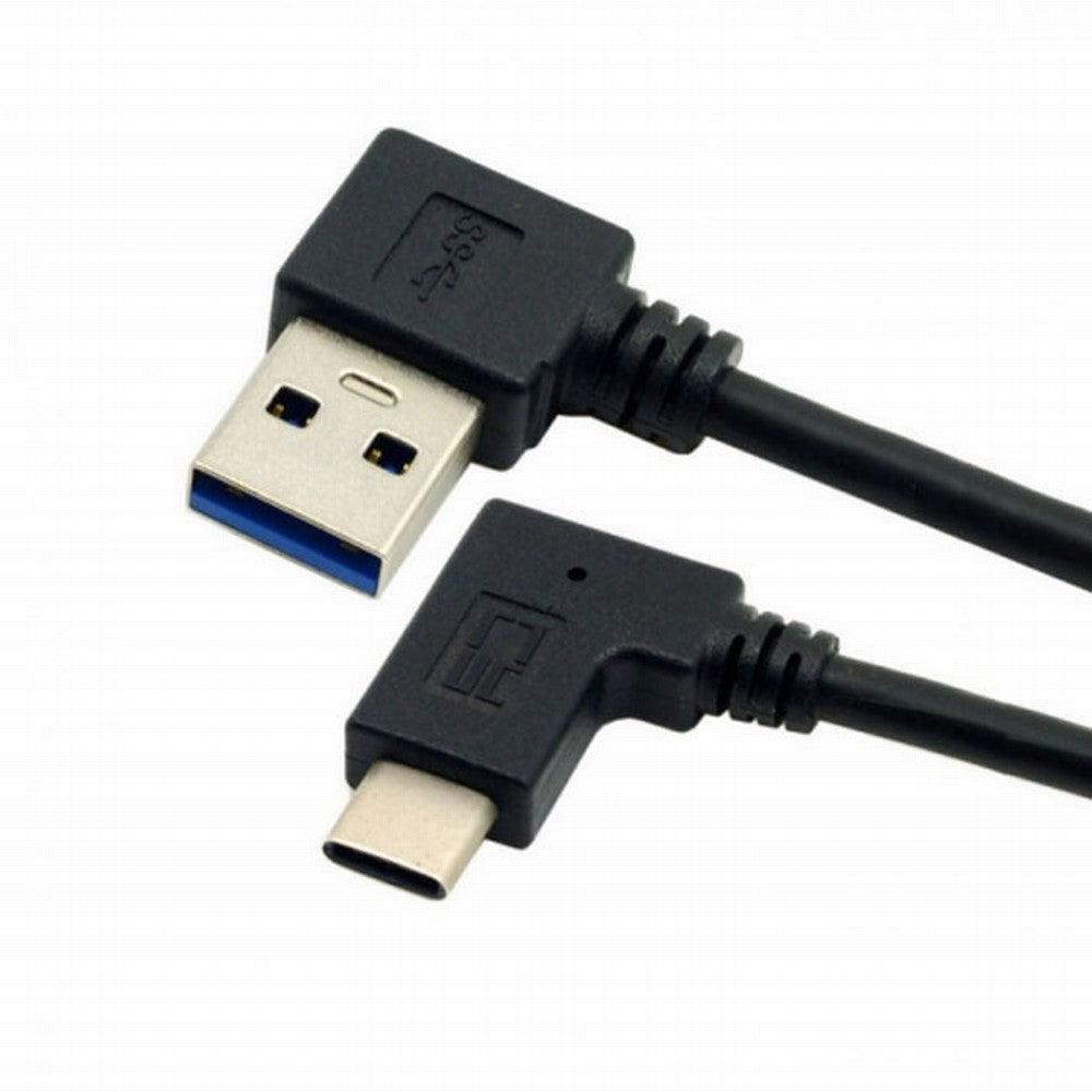 Reversible USB 3.1 USB-C Angled to 90 Degree Left Angled A Male Data Cable for Laptop Tablet Mobile Phone UC-089-LE