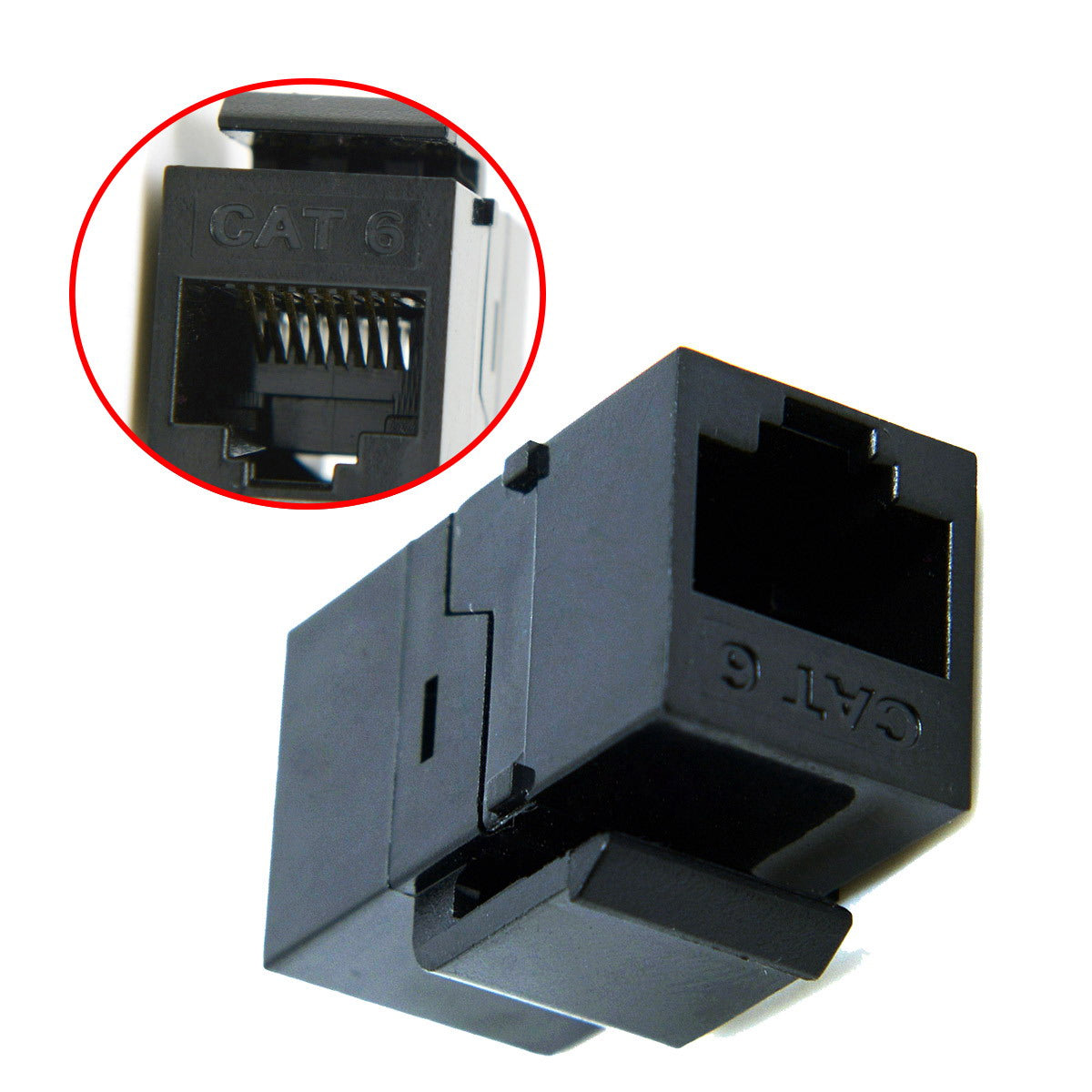 UTP CAT6 Keystone Coupler RJ45 Female to Female UTP CAT6 Keystone inline Coupler Black UT-007-CAT6