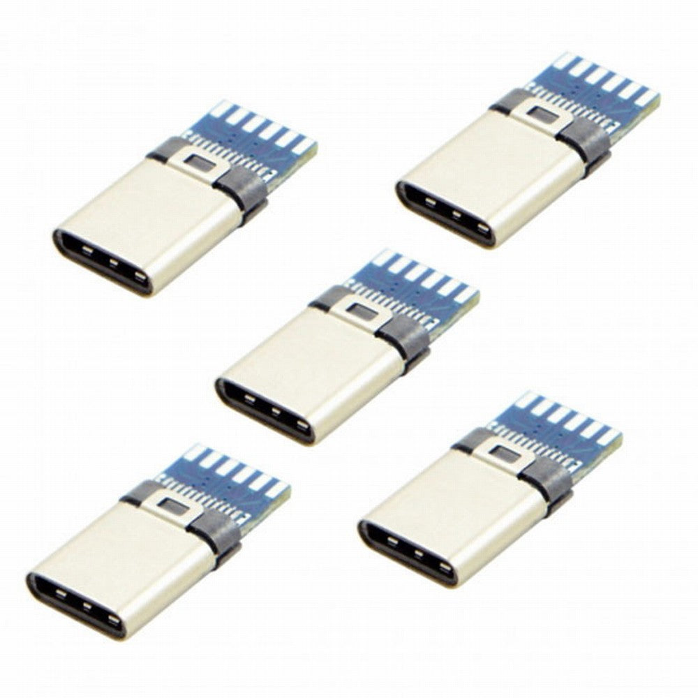 5set DIY 24pin USB 3.1 Type C USB-C Male Plug Connector SMT type with 3.5mm SR and Housing Cover UC-050-WH-5PCS