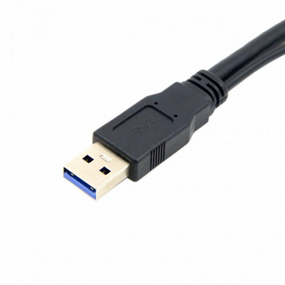 Black USB 3.0 Male to Dual USB Female Extra Power Data Y Extension Cable for 2.5" Mobile Hard Disk U3-041