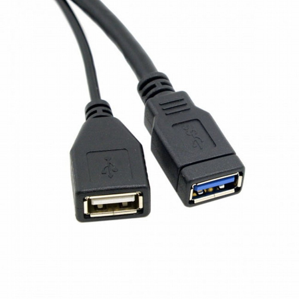 Black USB 3.0 Male to Dual USB Female Extra Power Data Y Extension Cable for 2.5" Mobile Hard Disk U3-041