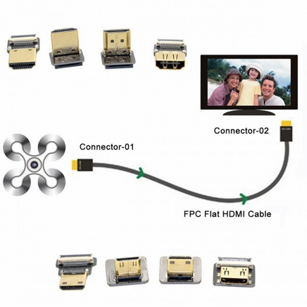 CYFPVHDMI Micro HDMI Type D Male Down Angled 90 Degree for FPV HDTV Multicopter Aerial Photography CN-020-DN
