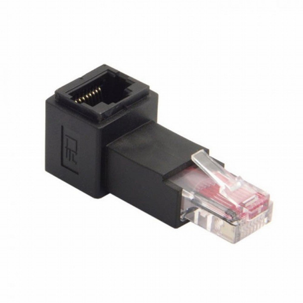 Down Angled 90 Degree 8P8C FTP STP UTP Cat 5e Male to Female Lan Ethernet Network Extension Adapter UT-010-DN