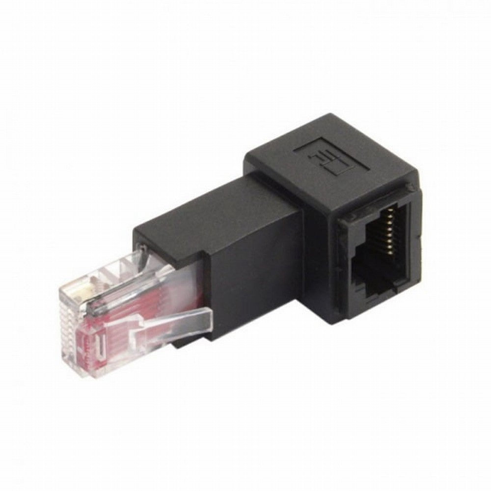 Down Angled 90 Degree 8P8C FTP STP UTP Cat 5e Male to Female Lan Ethernet Network Extension Adapter UT-010-DN