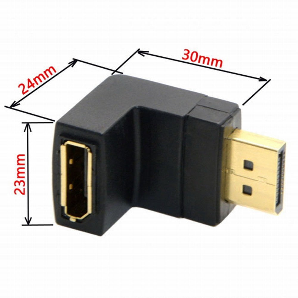 Down Angled 90 Degree DisplayPort Male to Female Extension Adapter DP-016-DN