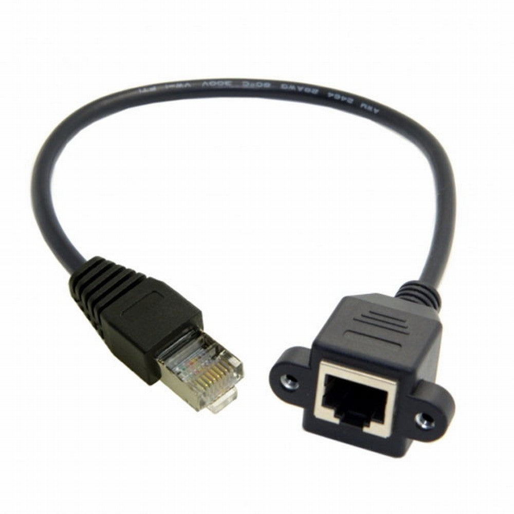 30cm 8P8C FTP STP UTP Cat 5e Male to Female Lan Ethernet Network Extension Cable with Panel Mount Holes UT-011-BK