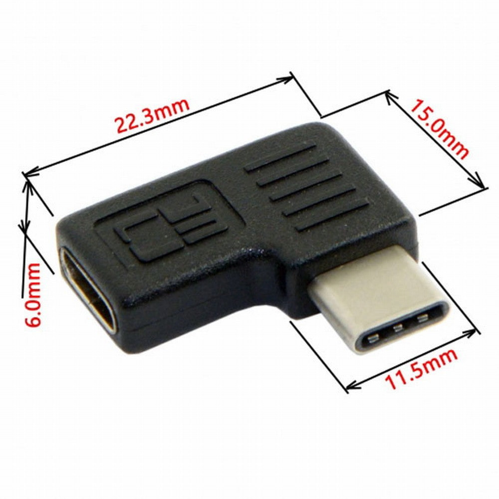 90 Degree Right Left Angled USB 3.1 Type-C Male to Female Extension Adapter for Laptop Tablet Mobile Phone UC-068-RI