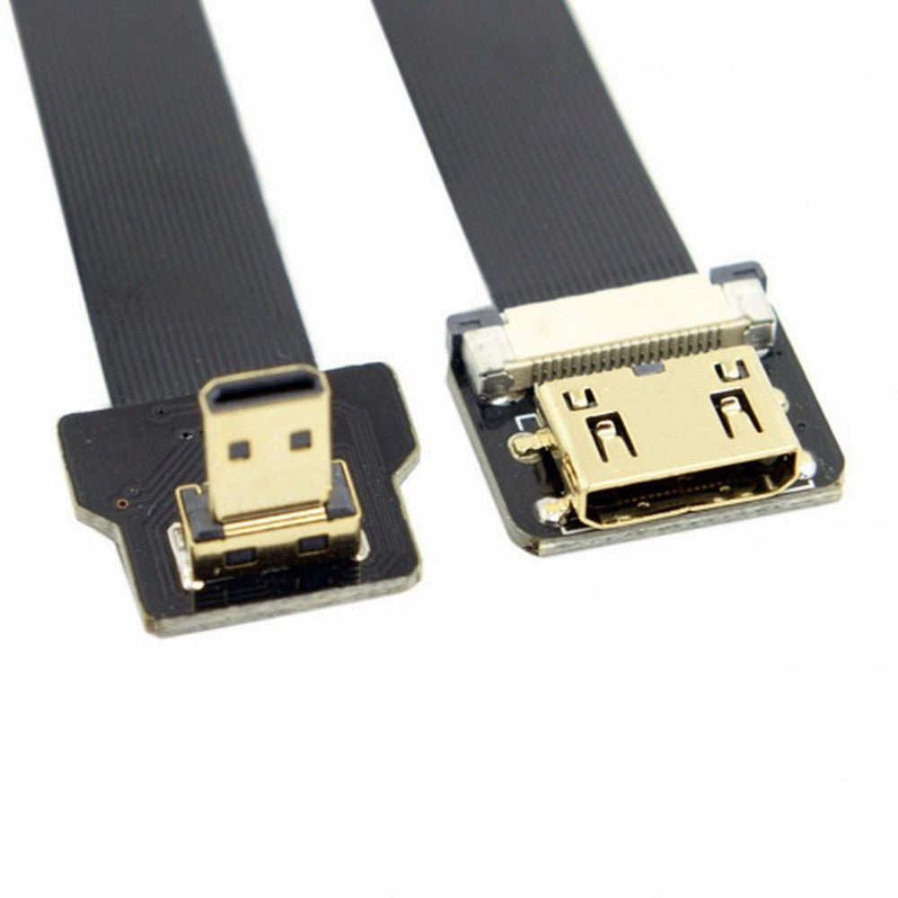 CYFPV Down Angled 90 Degree FPV Micro HDMI Male to Mini HDMI Female FPC Flat Cable 10cm for FPV HDTV Multicopter Aerial Photography CC-HD-204-DN