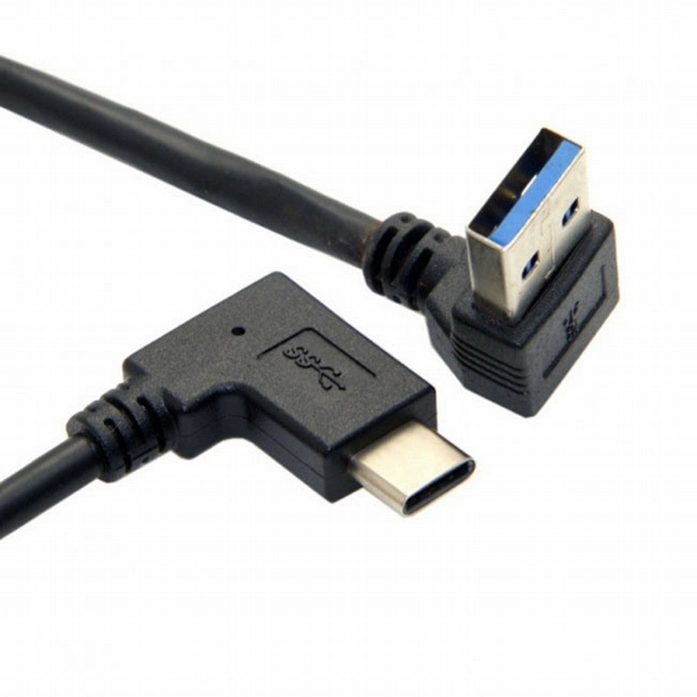 Reversible USB 3.1 USB-C Angled to 90 Degree Up Angled A Male Data Cable for Laptop Tablet Phone UC-089-UP
