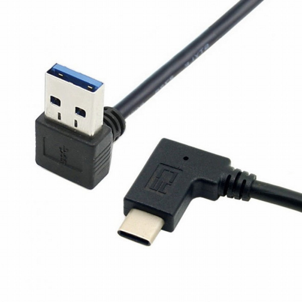 Reversible USB 3.1 USB-C Angled to 90 Degree Down Angled A Male Data Cable for Laptop Tablet Mobile Phone UC-089-DN