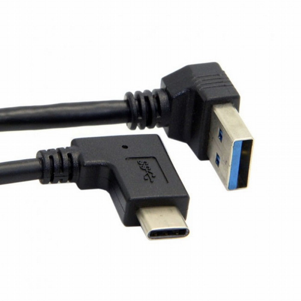 Reversible USB 3.1 USB-C Angled to 90 Degree Down Angled A Male Data Cable for Laptop Tablet Mobile Phone UC-089-DN