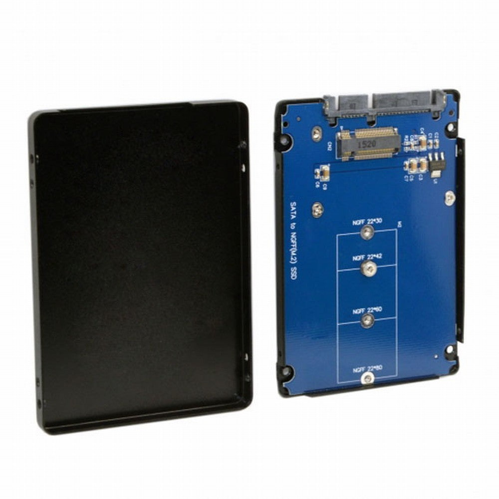 B+M Key Socket 2 M.2 NGFF (SATA) SSD to 2.5 SATA Adapter Card Adapter with Black Metal Case SA-104