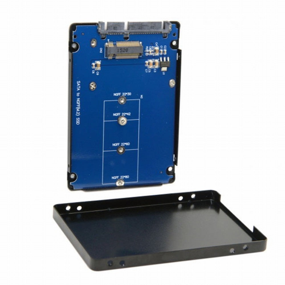 B+M Key Socket 2 M.2 NGFF (SATA) SSD to 2.5 SATA Adapter Card Adapter with Black Metal Case SA-104