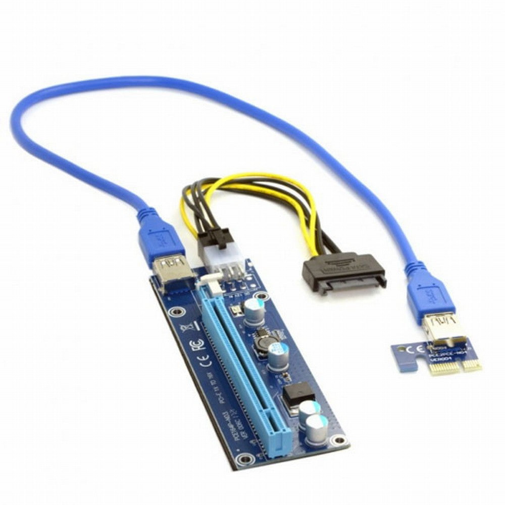 PCI-E 1x to 16x Mining Machine Enhanced Extender Riser Adapter with USB 3.0 6Pin Power Cable EP-037