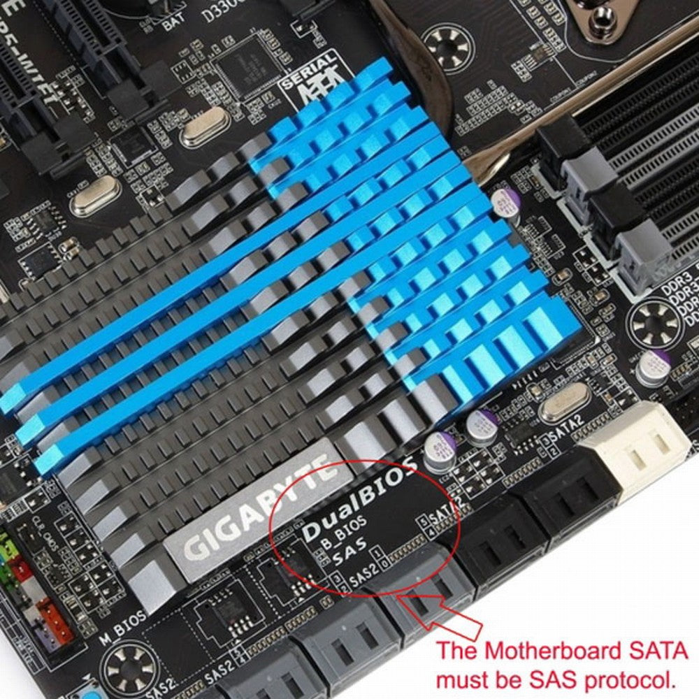 SFF-8482 SAS 22 Pin to 7 Pin + 15 Pin SATA Hard Disk Drive Raid Adapter with 15 Pin Power Port SF-092