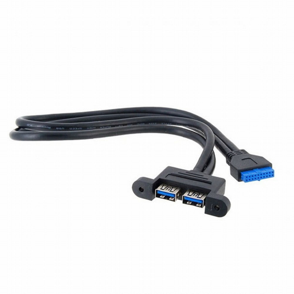 Dual Port USB 3.0 Female Panel Type to Motherboard 20Pin Header cable 50cm U3-043