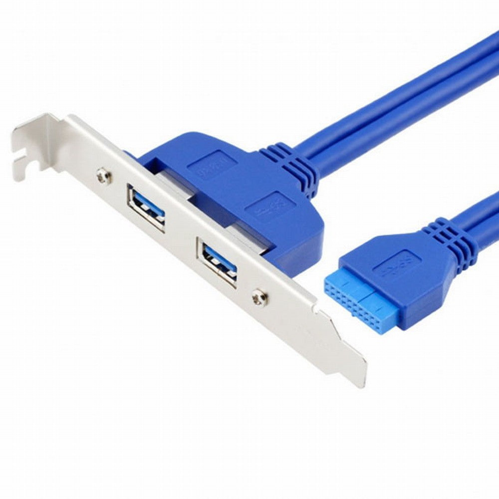 Internal Dual USB 3.0 Female Mount Panel to Motherboard 20pin Cable with PCI Bracket 50cm U3-066-2P