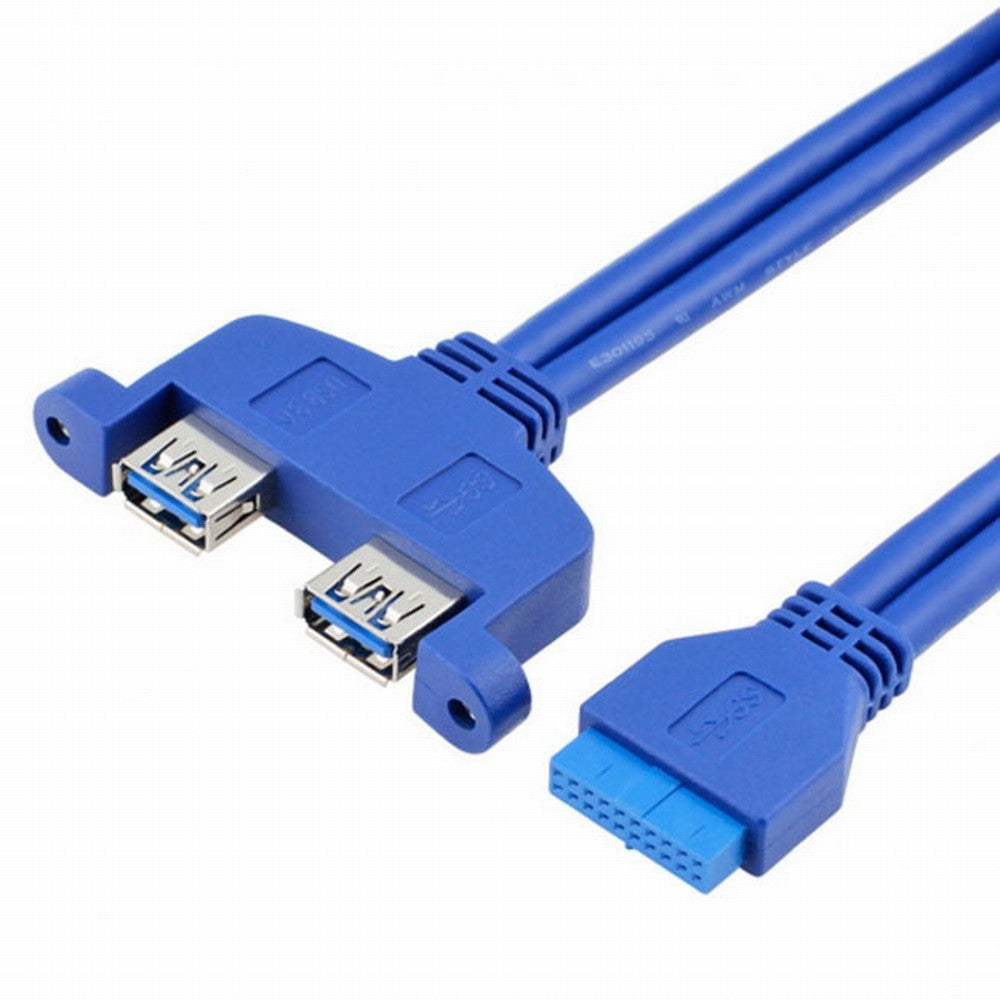 Internal Dual USB 3.0 Female Mount Panel to Motherboard 20pin Cable with PCI Bracket 50cm U3-066-2P