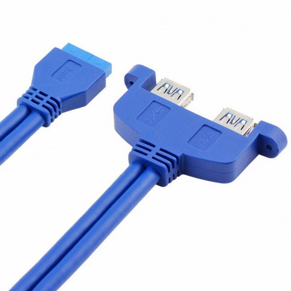 Internal Dual USB 3.0 Female Mount Panel to Motherboard 20pin Cable with PCI Bracket 50cm U3-066-2P