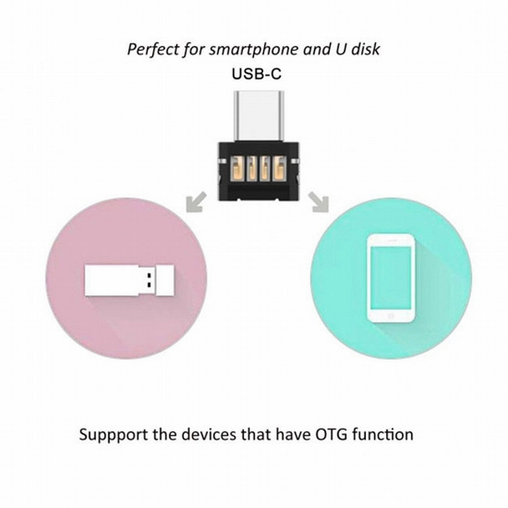 5pcs Ultra Mini Type-C USB-C to USB 2.0 OTG Adapter for Cell Phone Tablet USB Cable Flash Disk UC-053-5PCS