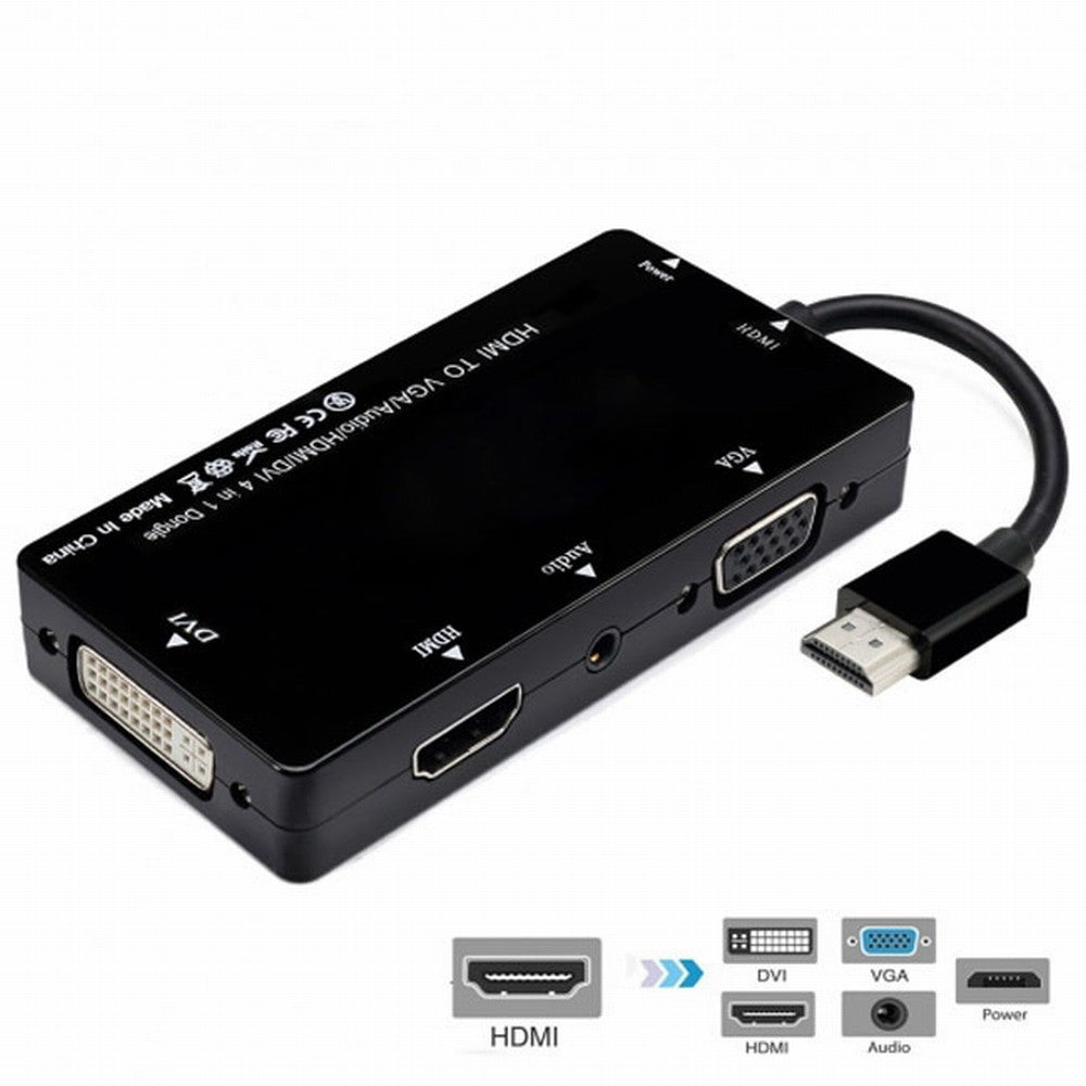HDMI to VGA/Audio/HDMI/DVI 4in1 Dongle Adapter Multiport Splitter Converter For PS3 HDTV PC Monitor Projector HD-115