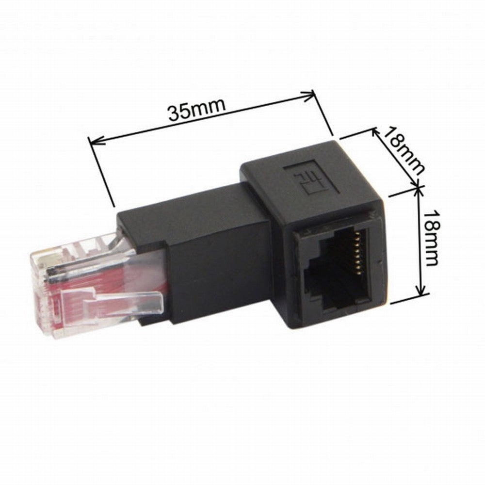 Down Angled 90 Degree 8P8C FTP STP UTP Cat 5e Male to Female Lan Ethernet Network Extension Adapter UT-010-DN