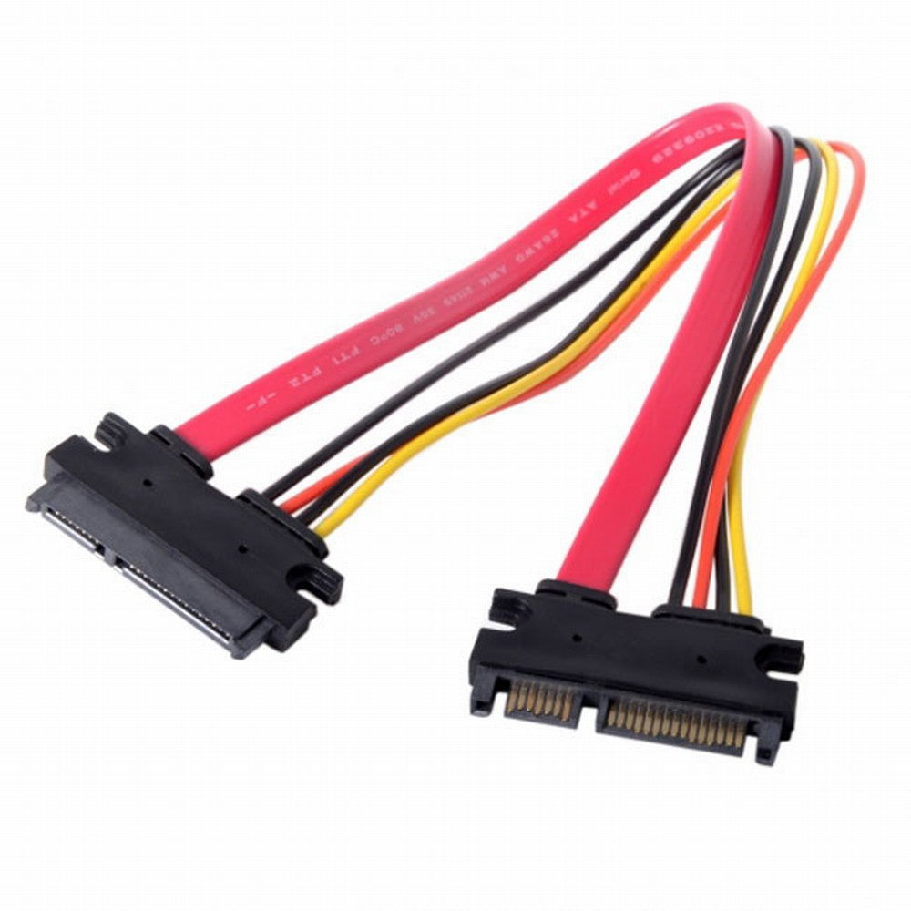 SATA III 3.0 7+15 22 Pin SATA Male to Female Data Power Extension Cable 30cm Red Color SA-065-BK