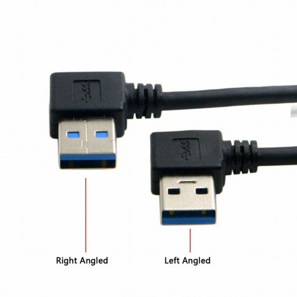 USB 3.0 Type A Male 90 Degree Left Angled to USB 3.0 A Type Right Angled Extension Cable CC-U3-094