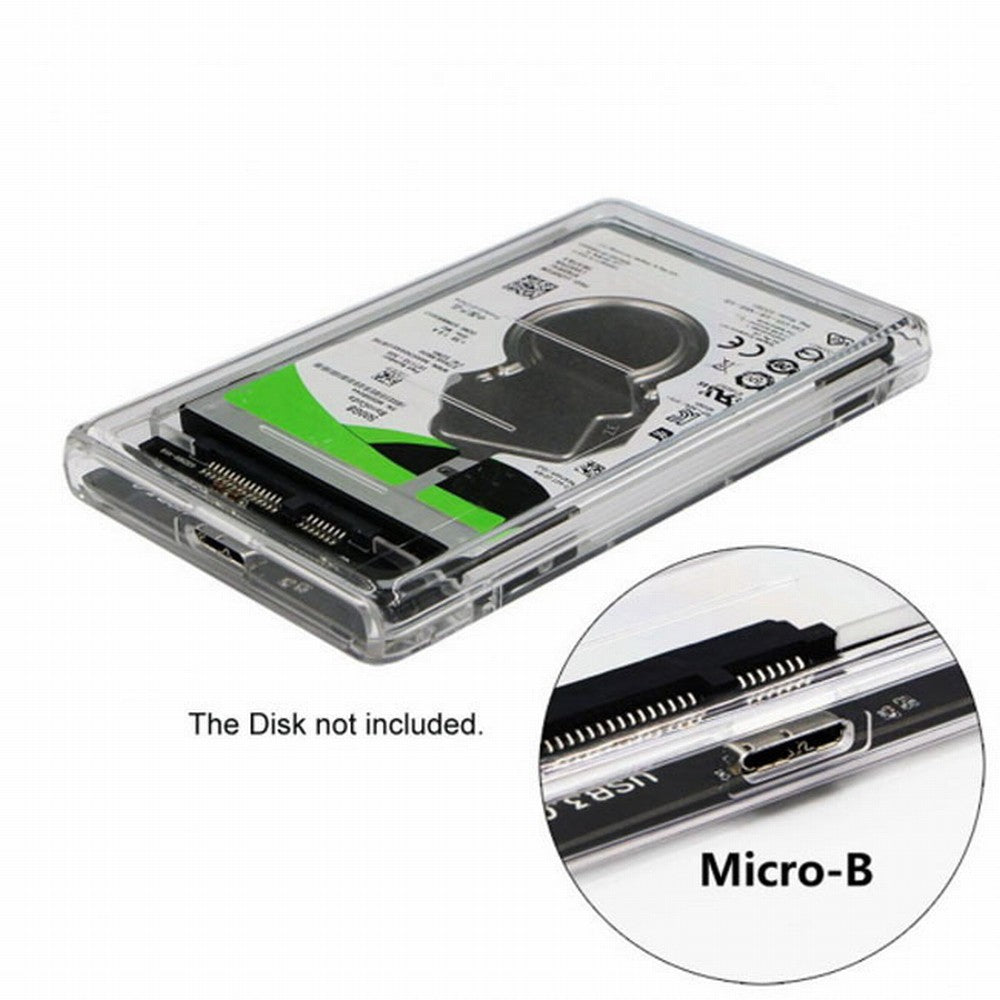 USB-C Type-C to 2.5 Inch SATA SSD HDD External Enclosure Transparent for Laptop PC UC-079-WH