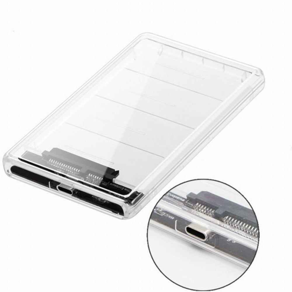 USB-C Type-C to 2.5 Inch SATA SSD HDD External Enclosure Transparent for Laptop PC UC-079-WH