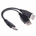 USB 2.0 A Male to Dual Data USB 2.0 A Female + Power Cable USB 2.0 A Female Extension Cable 20cm U2-136