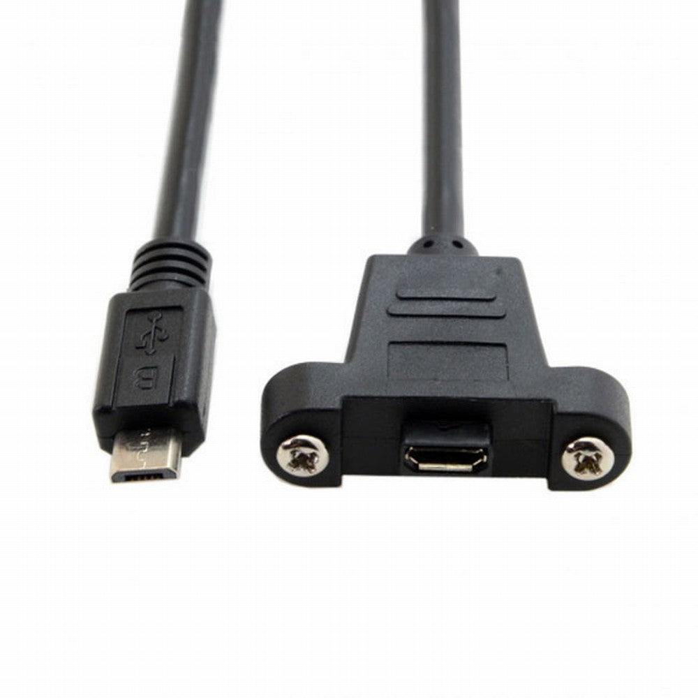 Micro USB 5Pin Male to Female Extension Panel Mount Type Cable with Screws 50cm U2-097-BK