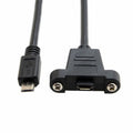 Micro USB 5Pin Male to Female Extension Panel Mount Type Cable with Screws 50cm U2-097-BK
