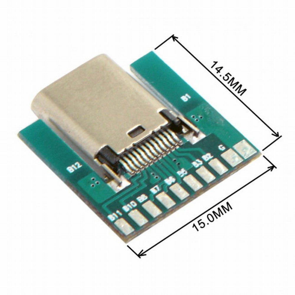 DIY 24pin USB 3.1 Type C Male Female Plug Socket Connector SMT type with PC Board 1 set UC-206+207
