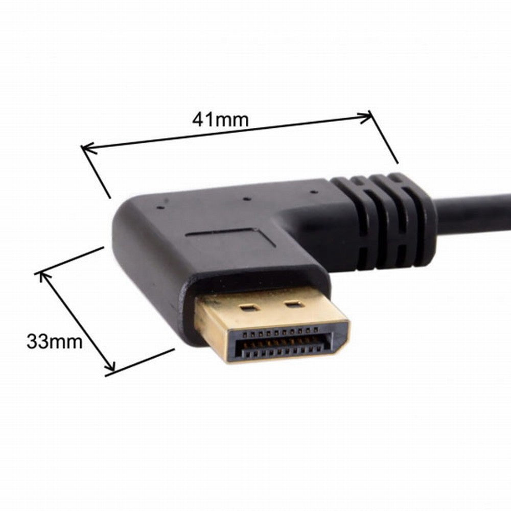 Left Angled DP DisplayPort 90 Degree to Mini DP DisplayPort Female Cable for Displays Monitors DP-048-LE